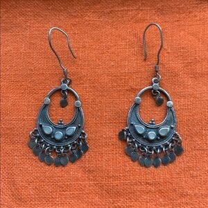 Vintage Sterling Silver Ethnic Dangling Earrings